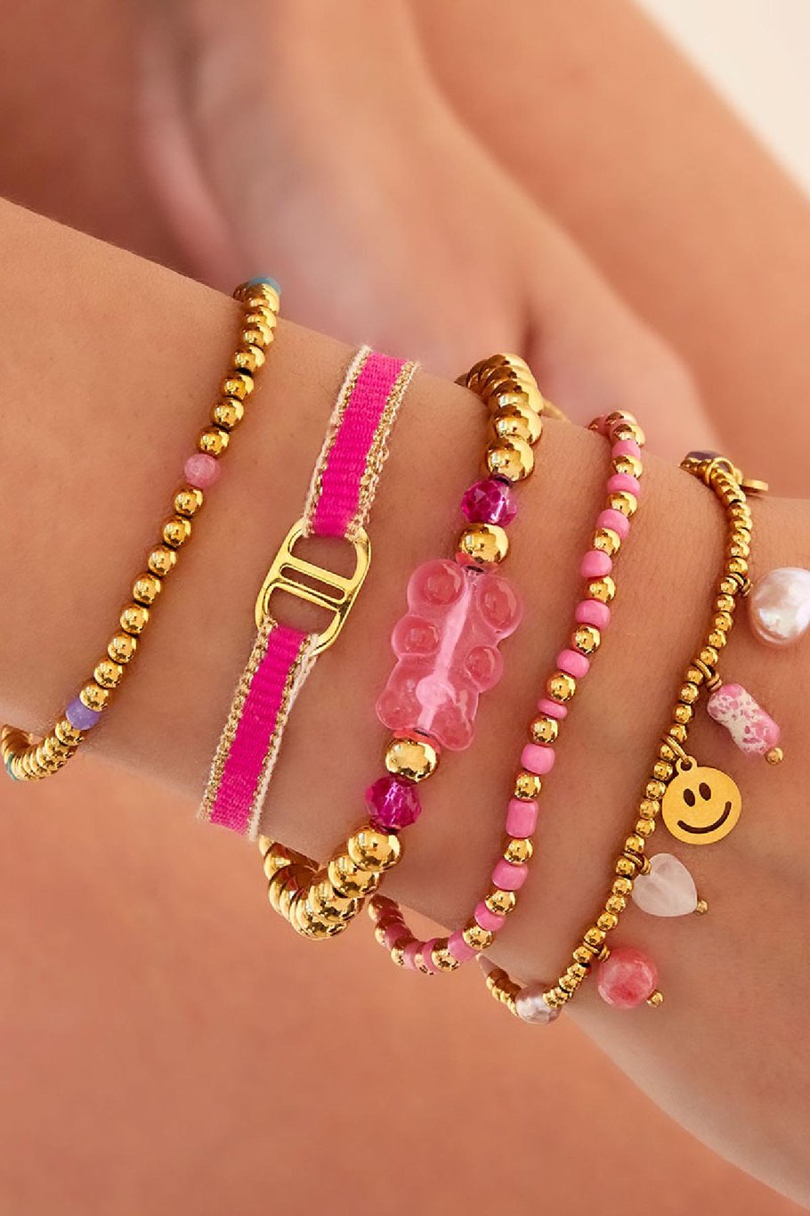 Bracelet good life fabric Yellow &amp; Gold Color Polyester Picture2